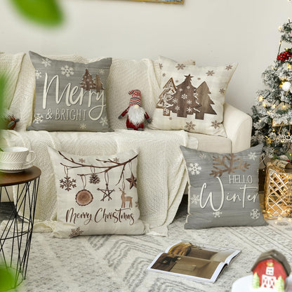 Weihnachtliche Kissenbezüge 4er Set, 40x40 cm, Grau