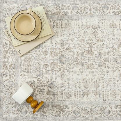 Vintage Teppich Taupe 300x400cm Waschbar Wohnzimmer Teppich