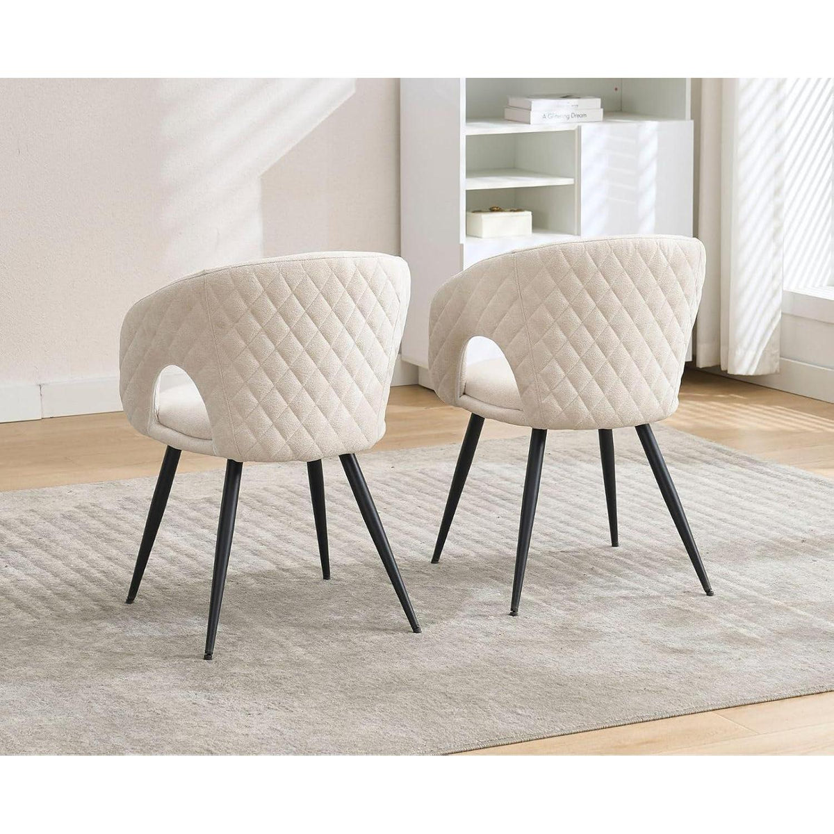 Gepolsterte Esszimmerstühle 2er Set mit Armlehnen, Beige