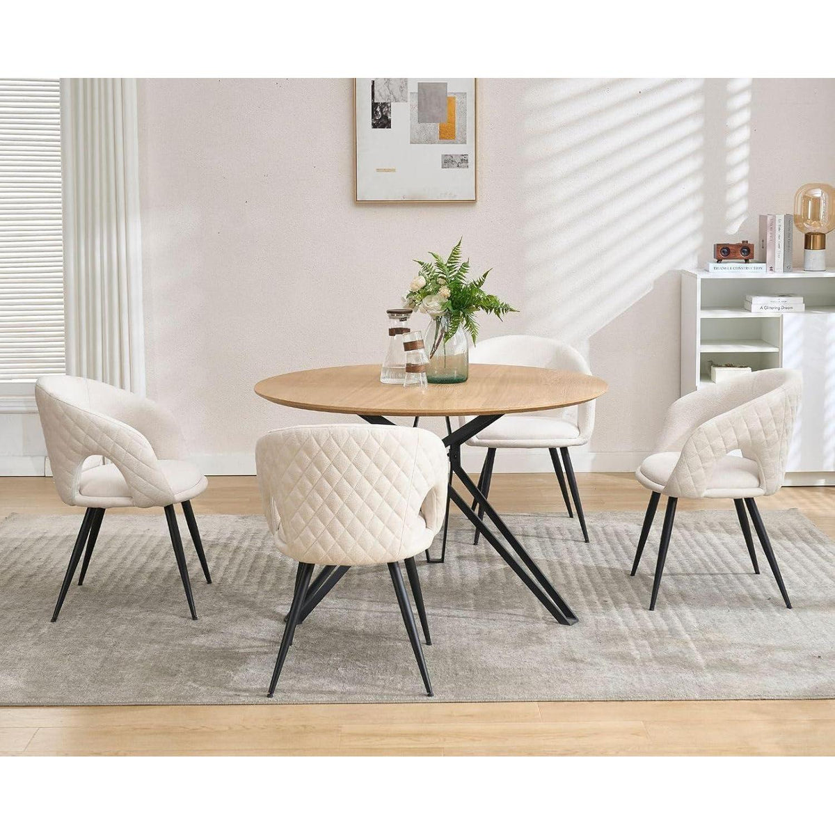 Gepolsterte Esszimmerstühle 2er Set mit Armlehnen, Beige