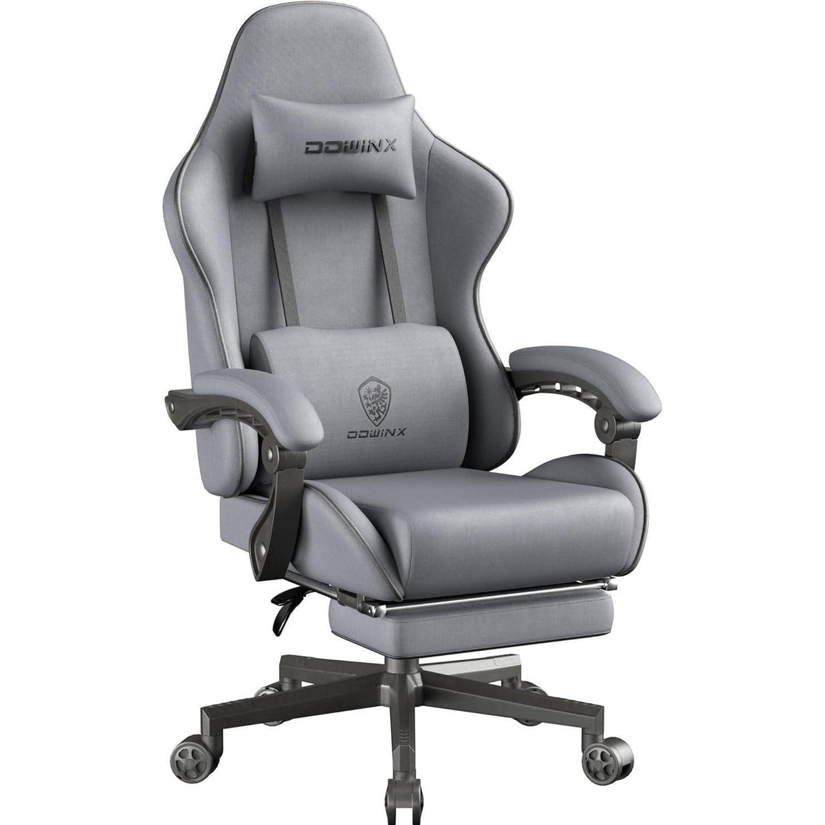 Ergonomischer Gaming-Stuhl mit Fußstütze und Netzgewebe (Grau Übergröße)