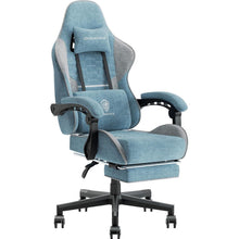 Gaming Stuhl mit Fußstütze und Massagefunktion Blau
