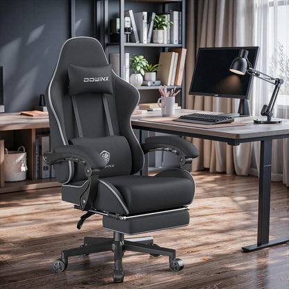 Gaming Stuhl mit Fußstütze, atmungsaktiv, Übergröße
