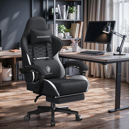 Gaming Stuhl mit Fußstütze, atmungsaktiv, Übergröße