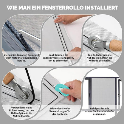 Fliegengitter Reparatur Set Fenster 300x120cm Grau