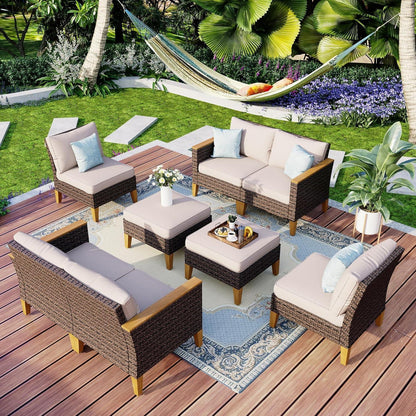 Polyrattan Lounge Set wetterfest mit dicken Kissen