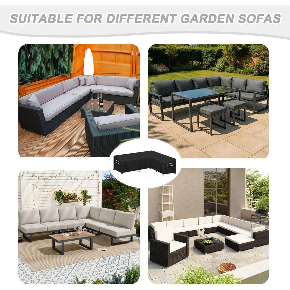 Gartenmöbel Abdeckung L-Form | Wasserdicht & Windfest | 300x230x95x80/60cm