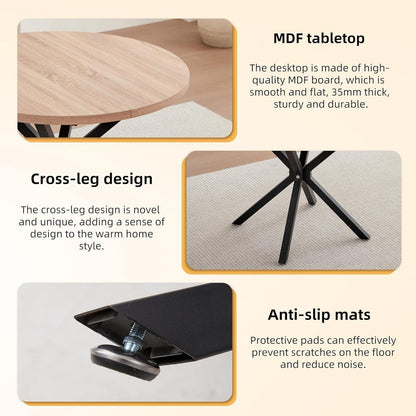 Runder Esstisch Set (100cm) mit 4 modernen Stapelstühlen