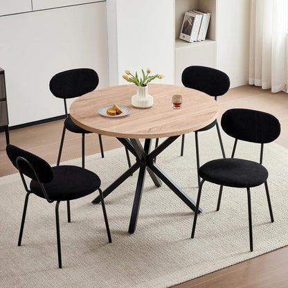 Runder Esstisch Set 100cm Holz + 4 Stapelbare Stühle