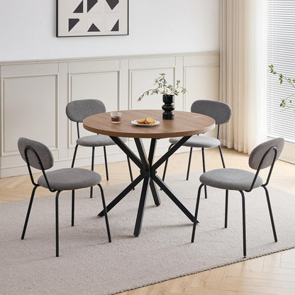 Runder Esstisch Set (100cm) mit 4 Stapelstühlen Dunkelgrau