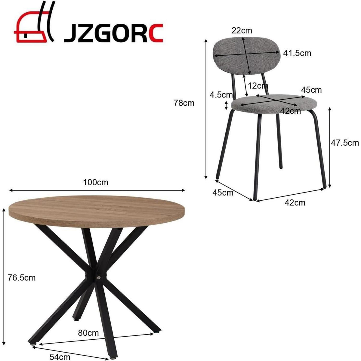Runder Esstisch Set (100cm) mit 6 Stapelstühlen – Modern & Ergonomisch