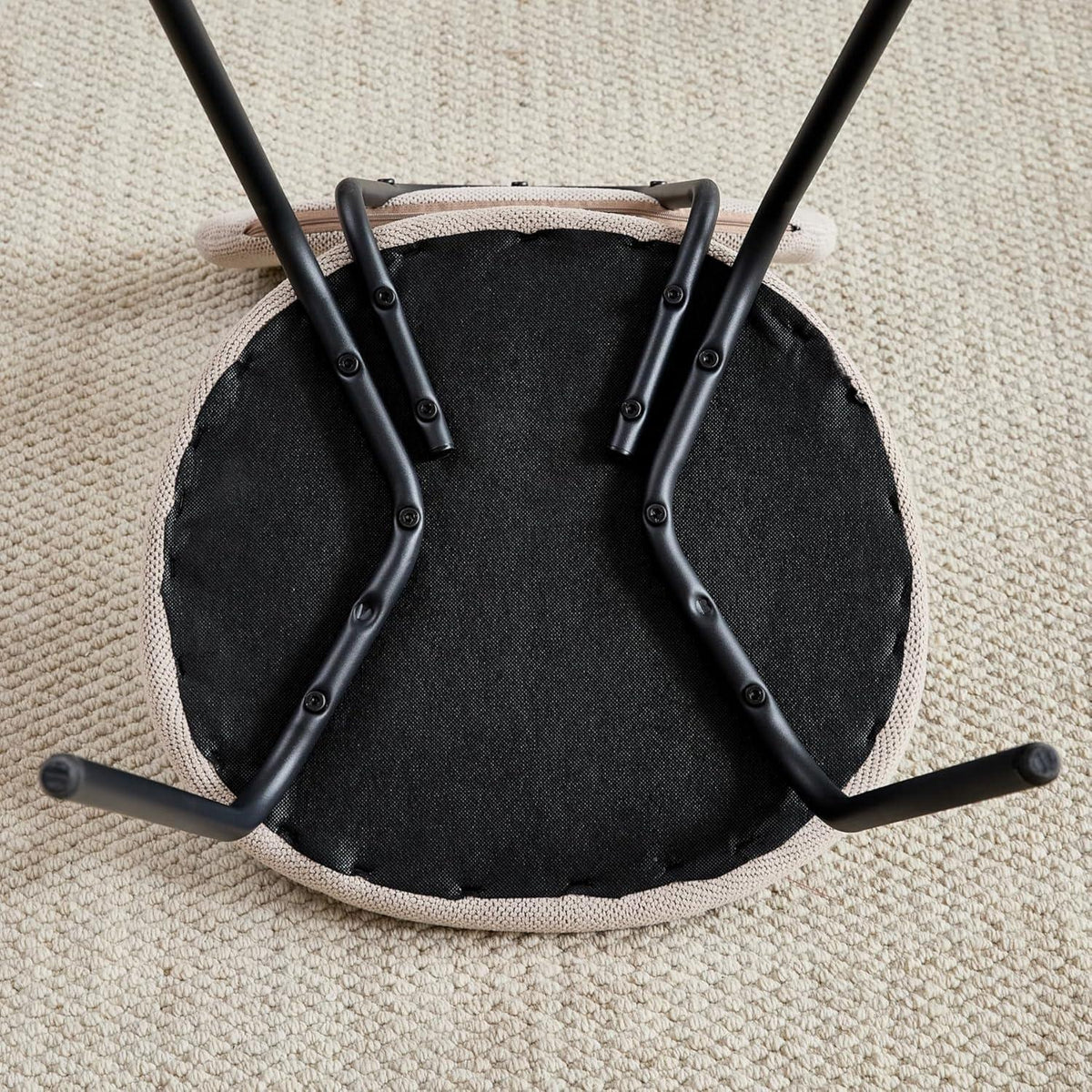 Runder Esstisch Set (100cm) mit 4 Stapelstühlen Dunkel/Khaki