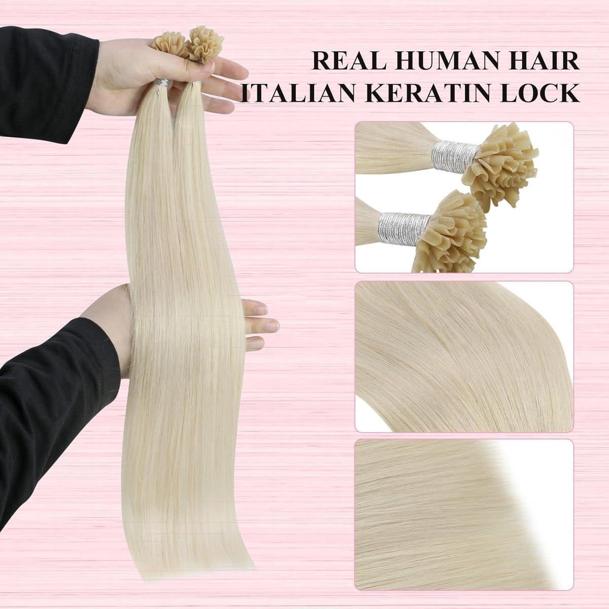 Echthaar Bonding Extensions Platinblond 55cm - U Tip