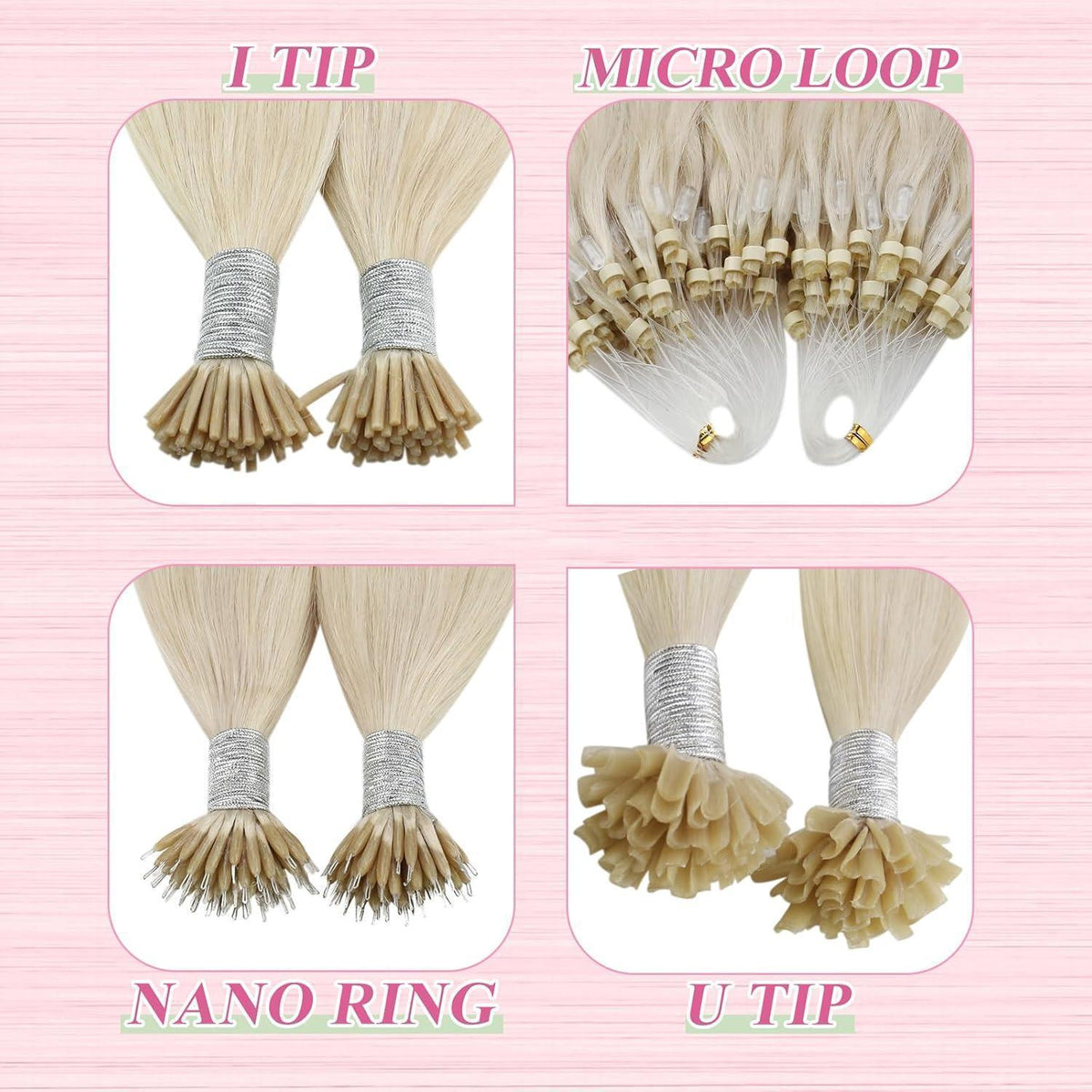 Echthaar Bonding Extensions Platinblond 55cm - U Tip