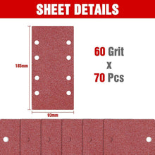 Schwingschleifer Schleifpapier 93x185 mm Klett P60 70 Stück