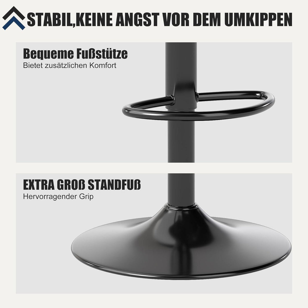 Höhenverstellbarer Barhocker mit Fußstütze in Lederoptik