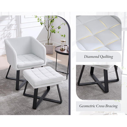 Loungesessel mit Ottomane – Beiger Samt Relaxsessel Modern