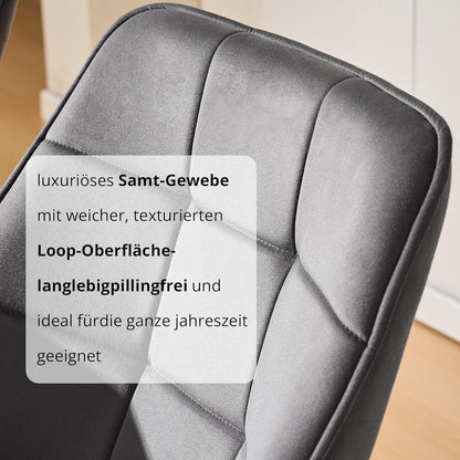 Drehbarer Samt Esszimmerstuhl mit Armlehnen – Dunkelgrau