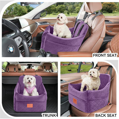 Hunde-Autositz Lila – Bequemer, Waschbarer Autositz für Kleine Hunde
