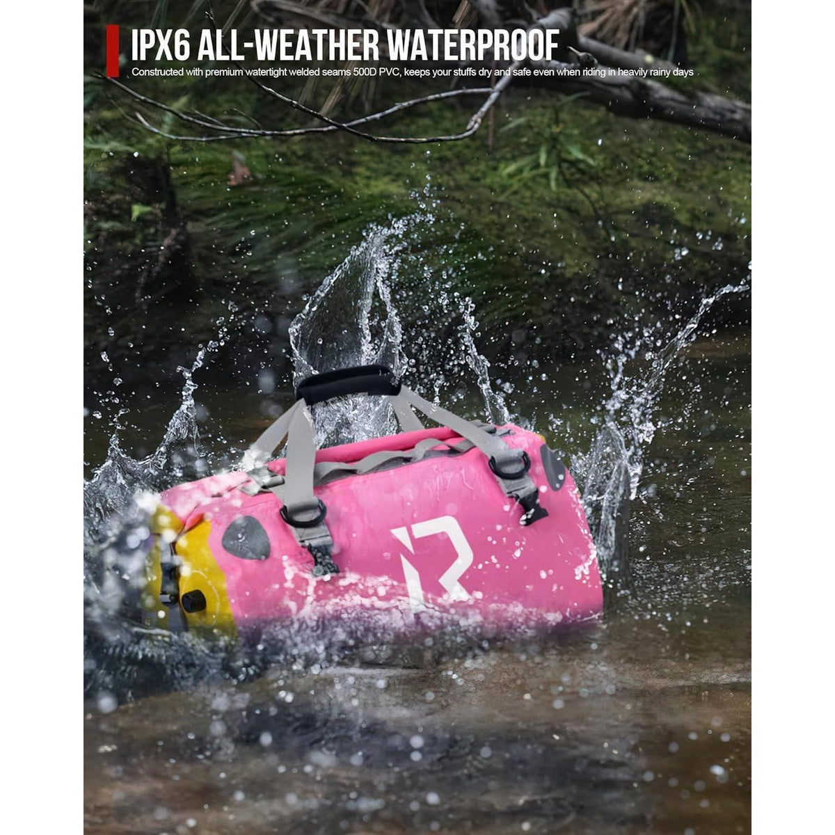 Wasserdichte Motorrad Gepäckrolle 50L – Hecktasche für Reisen