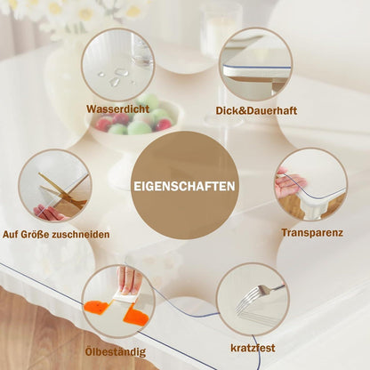 Royhom Tischfolie Transparent 100x200 cm – Mattiert & Blasenfrei