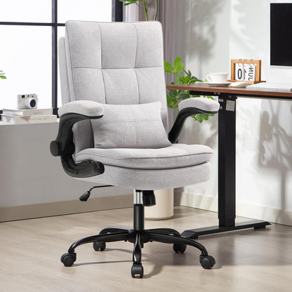 Ergonomischer Bürostuhl mit hoher Rückenlehne und Wippfunktion, Grau