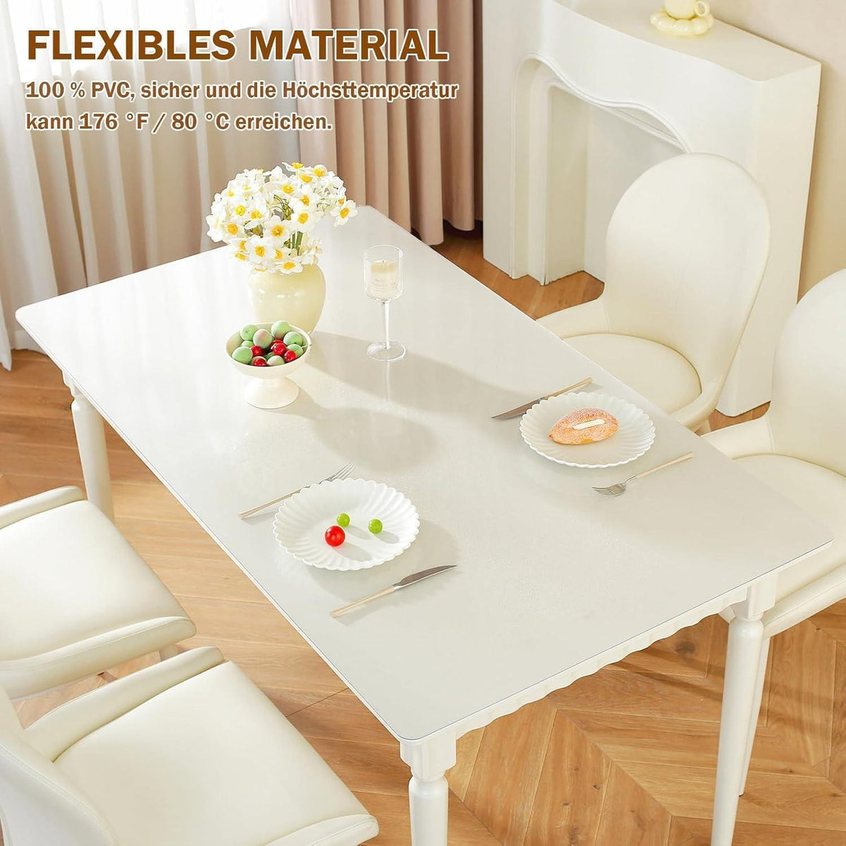 Royhom Tischfolie Transparent 100x180 cm – Mattiert & Blasenfrei