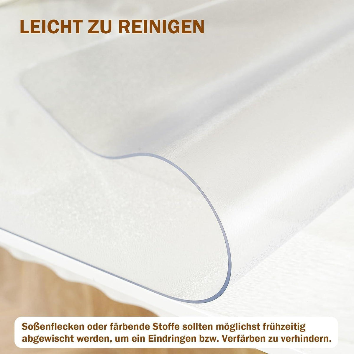 Royhom Tischfolie Transparent 100x180 cm – Mattiert & Blasenfrei