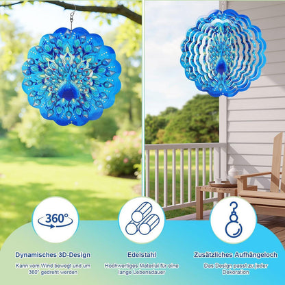 3D Windspiel Pfau – Regenbogen-Dekoration für Garten & Zuhause
