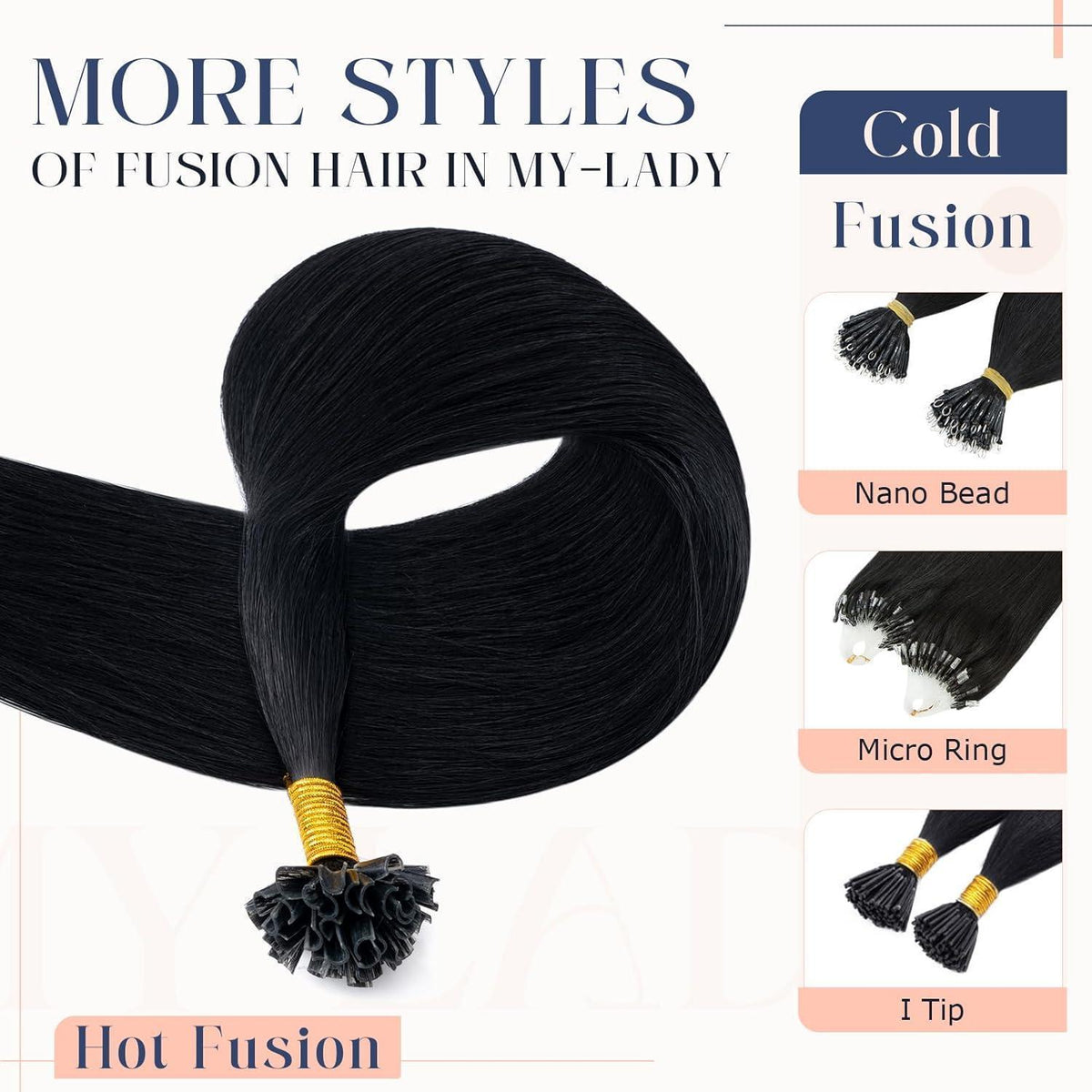Echthaar Extensions Bondings Schwarz 60cm - 50 Strähnen