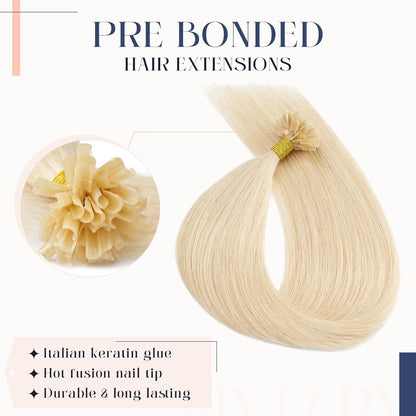 Echthaar Extensions Bondings Platinblond 55cm - Remy Haarverlängerung