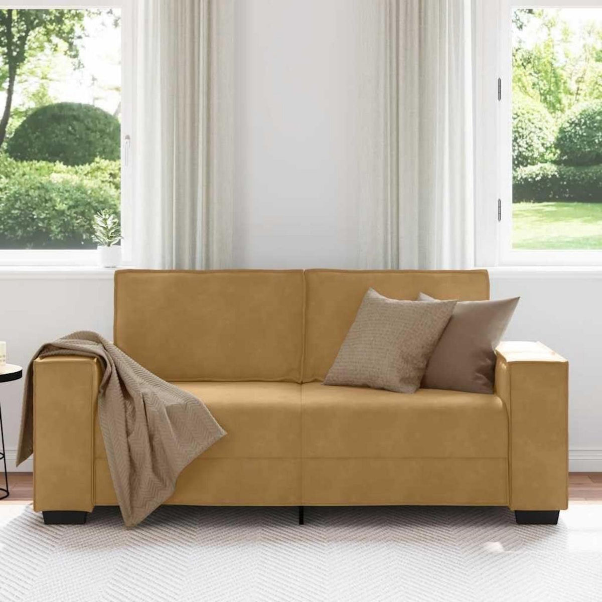 2-Sitzer Sofa Braun, Samt, 140 cm – Komfortable Polstercouch