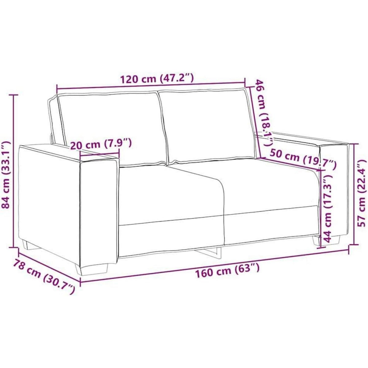 2-Sitzer Sofa Weinrot – Samt Polstercouch 120cm