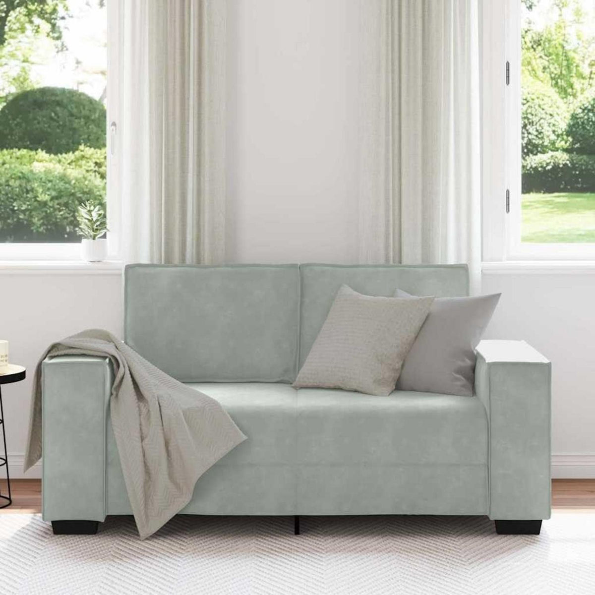 2-Sitzer Sofa Hellgrau Samt – Komfortable Polstercouch