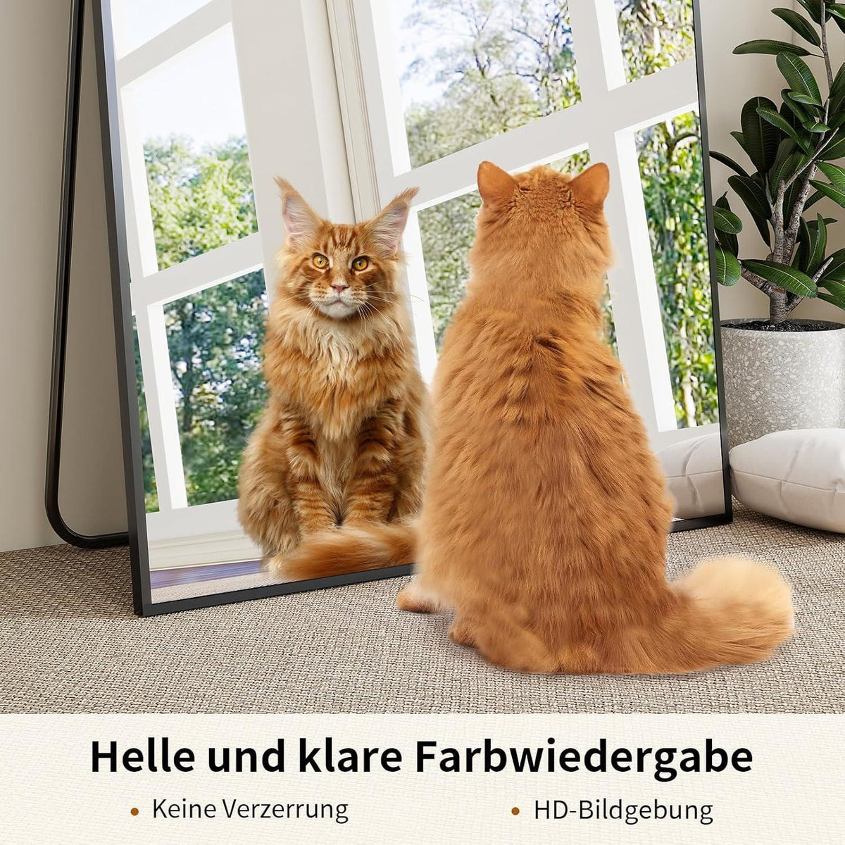 Großer Ganzkörperspiegel 200x90 cm – Steh- & Wandspiegel Schwarz