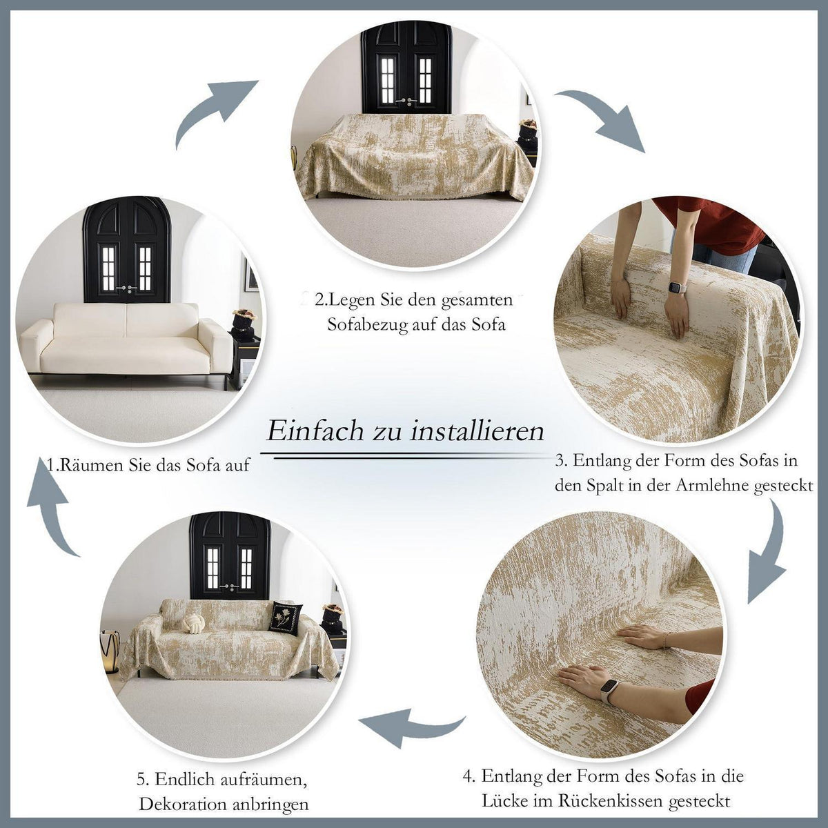 Sofaüberwurf Chenille geometrisch 230x300cm Khaki
