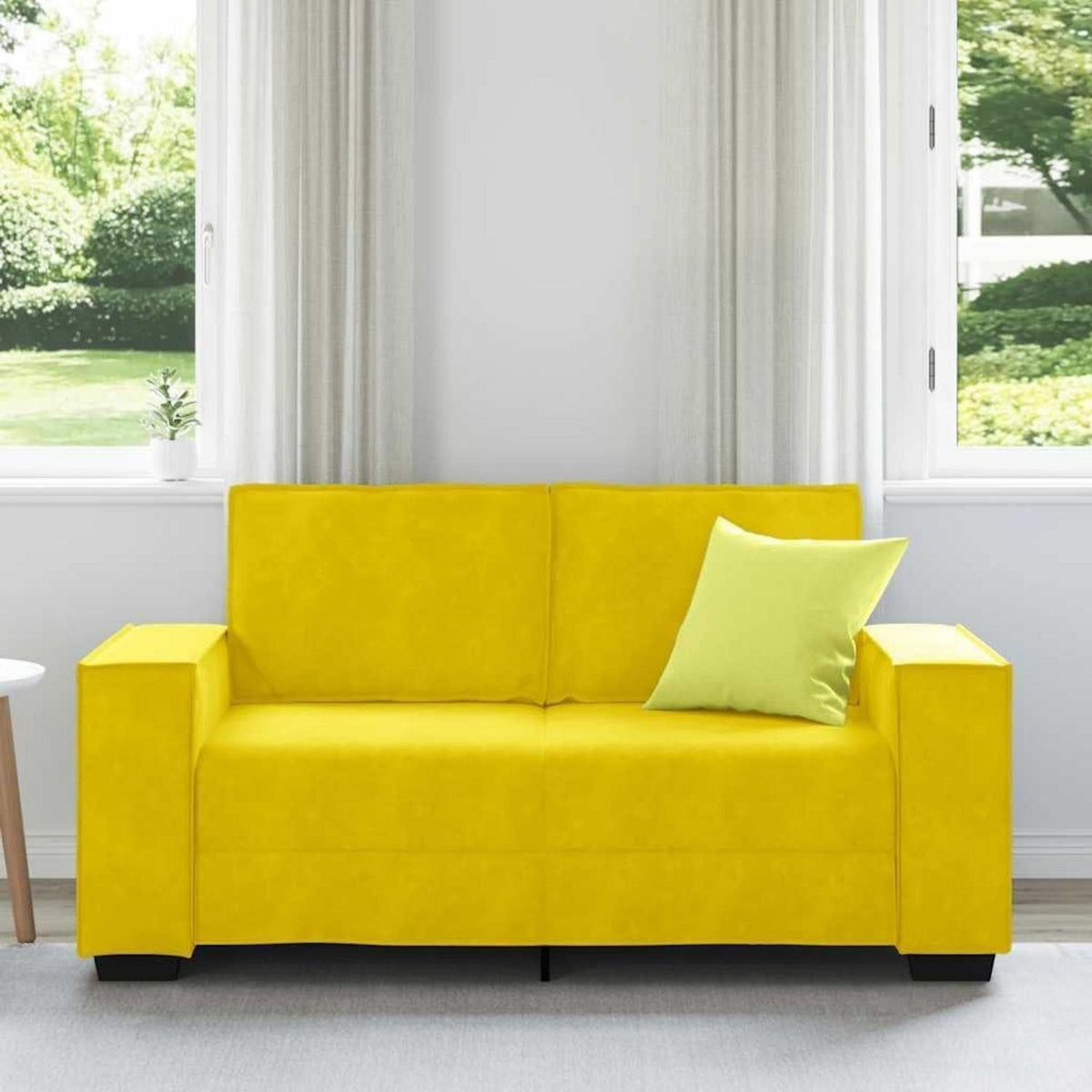 2-Sitzer Sofa Gelb – Samt Polstercouch für Wohnzimmer