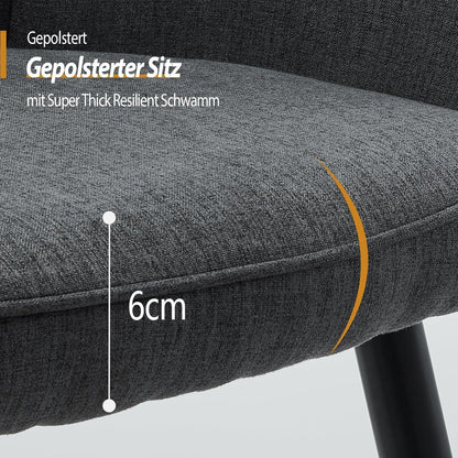 Leinen Esszimmerstühle Set Dunkelgrau – Komfortable Polsterstühle