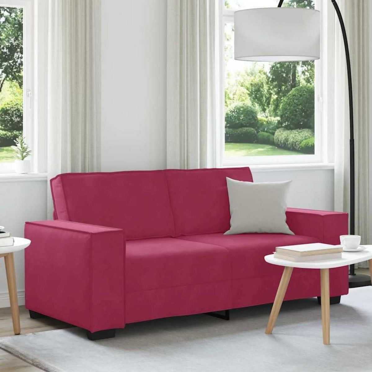 2-Sitzer Sofa Weinrot – Samt Polstercouch 140cm