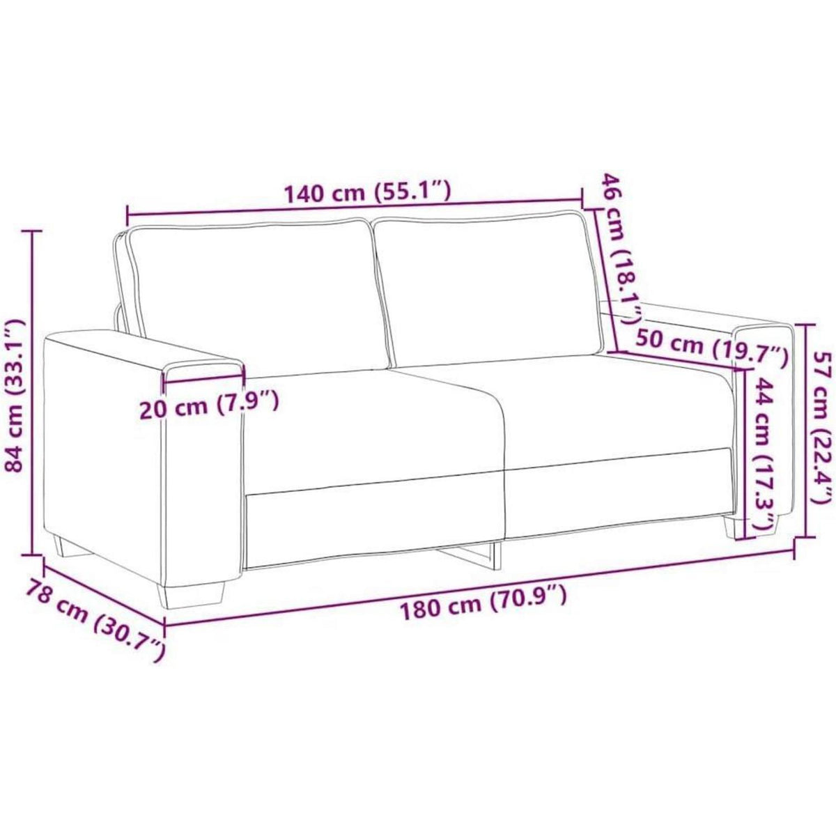 2-Sitzer Sofa Weinrot – Samt Polstercouch 140cm