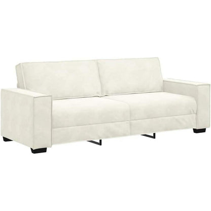 3-Sitzer Samtsofa Creme – Komfortable Polstercouch 180cm