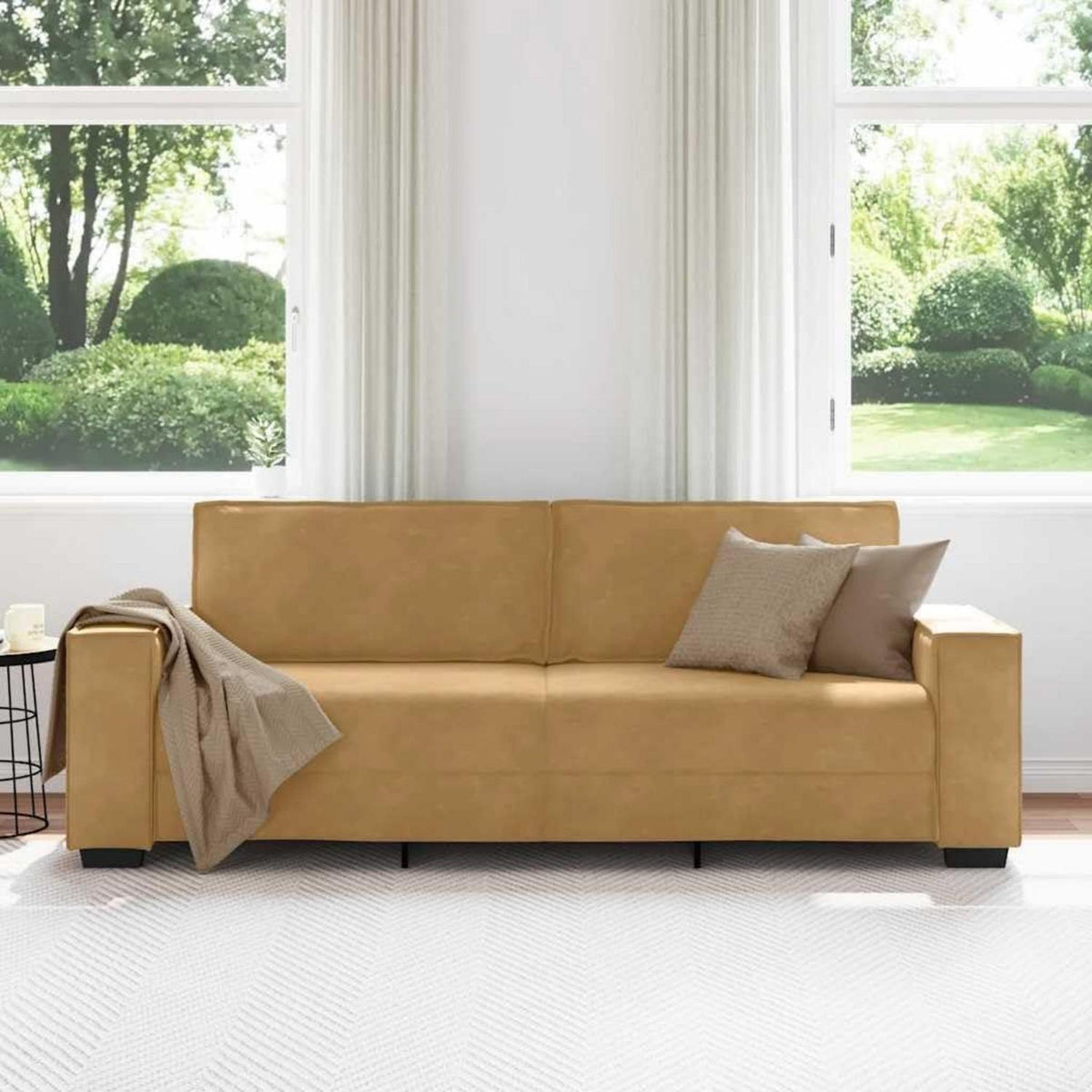 3-Sitzer Sofa Braun, Samt, 180 cm – Komfortable Polstercouch
