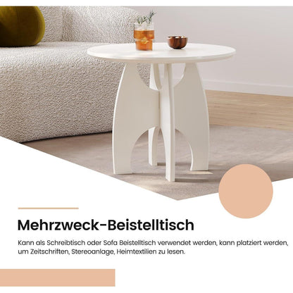 Cremeweißer Beistelltisch – Moderner Sofa- & Side-Tisch