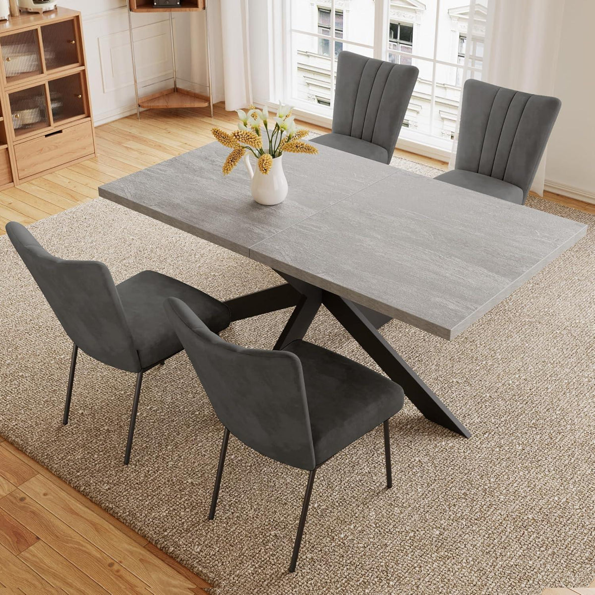 Samt Esszimmerstühle Set 4er Grau – Komfort & Stil