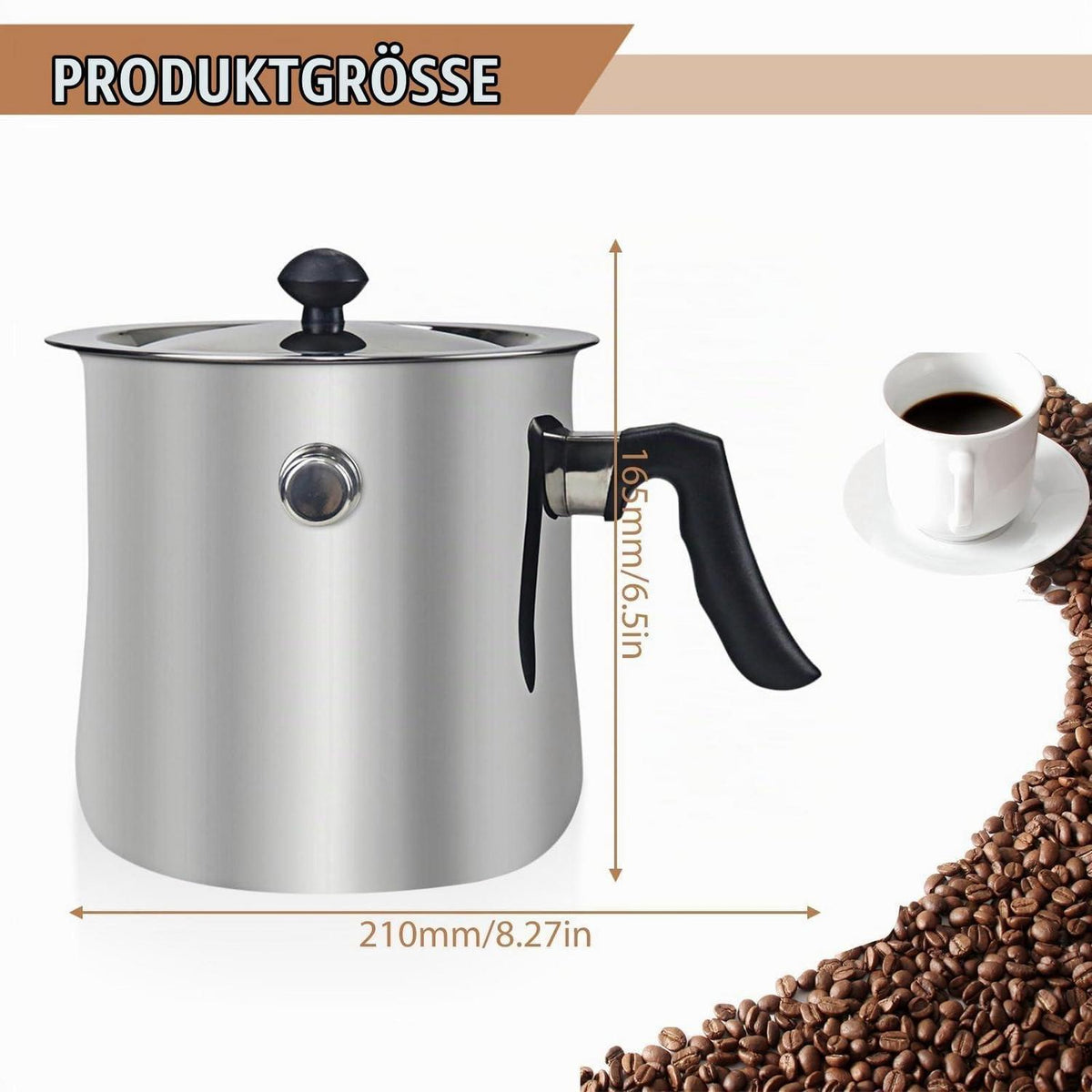 1.5L Edelstahl Milchtopf mit Pfeife & Deckel