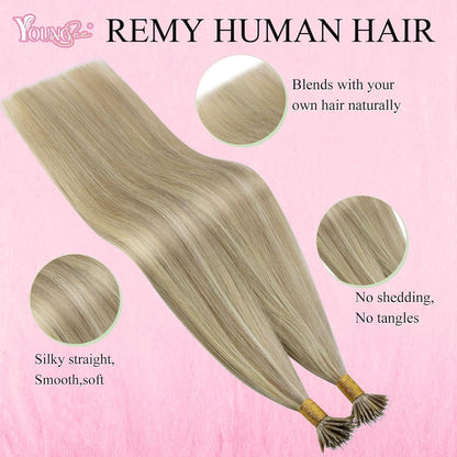 Blond Echthaar Nanoring Extensions 55 cm – #16/22