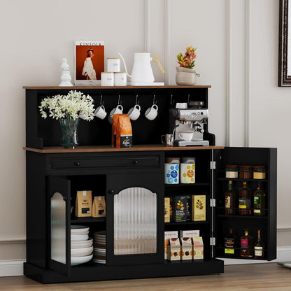 Küchenschrank mit Arbeitsplatte & Weinschrank Schwarz