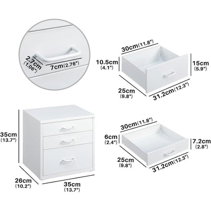 Schreibtisch-Aktenschrank mit 3 Schubladen, Weiß