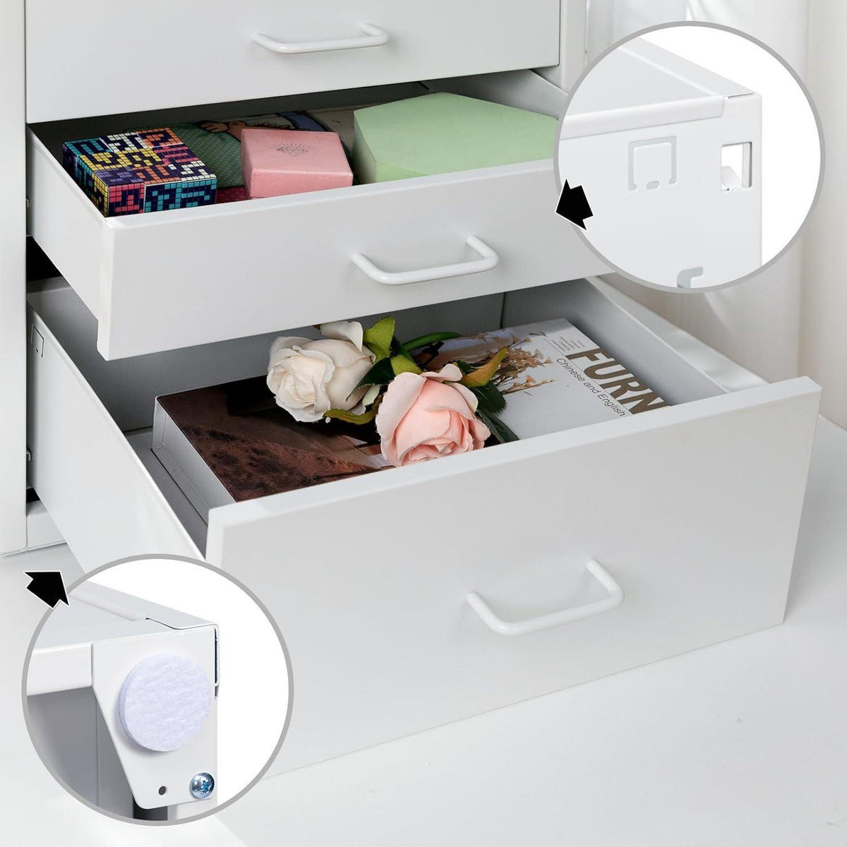 Schreibtisch-Aktenschrank mit 3 Schubladen, Weiß