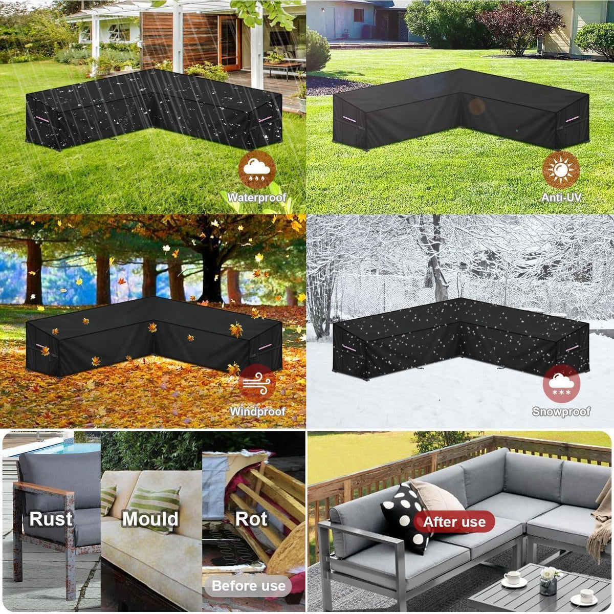 Loungemöbel Abdeckung L-Form Wasserdicht Gartenmöbel Schutzhülle